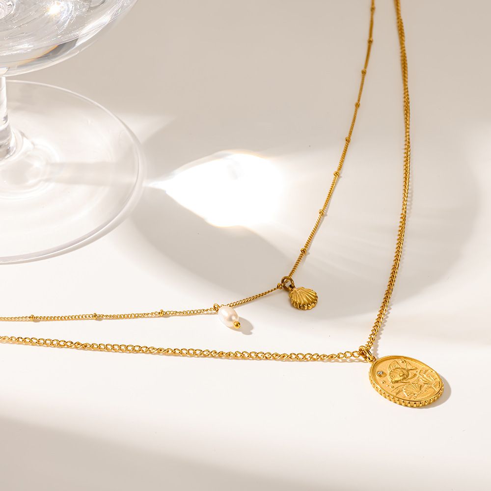 Coastal Pearl & Coin Layered Necklace