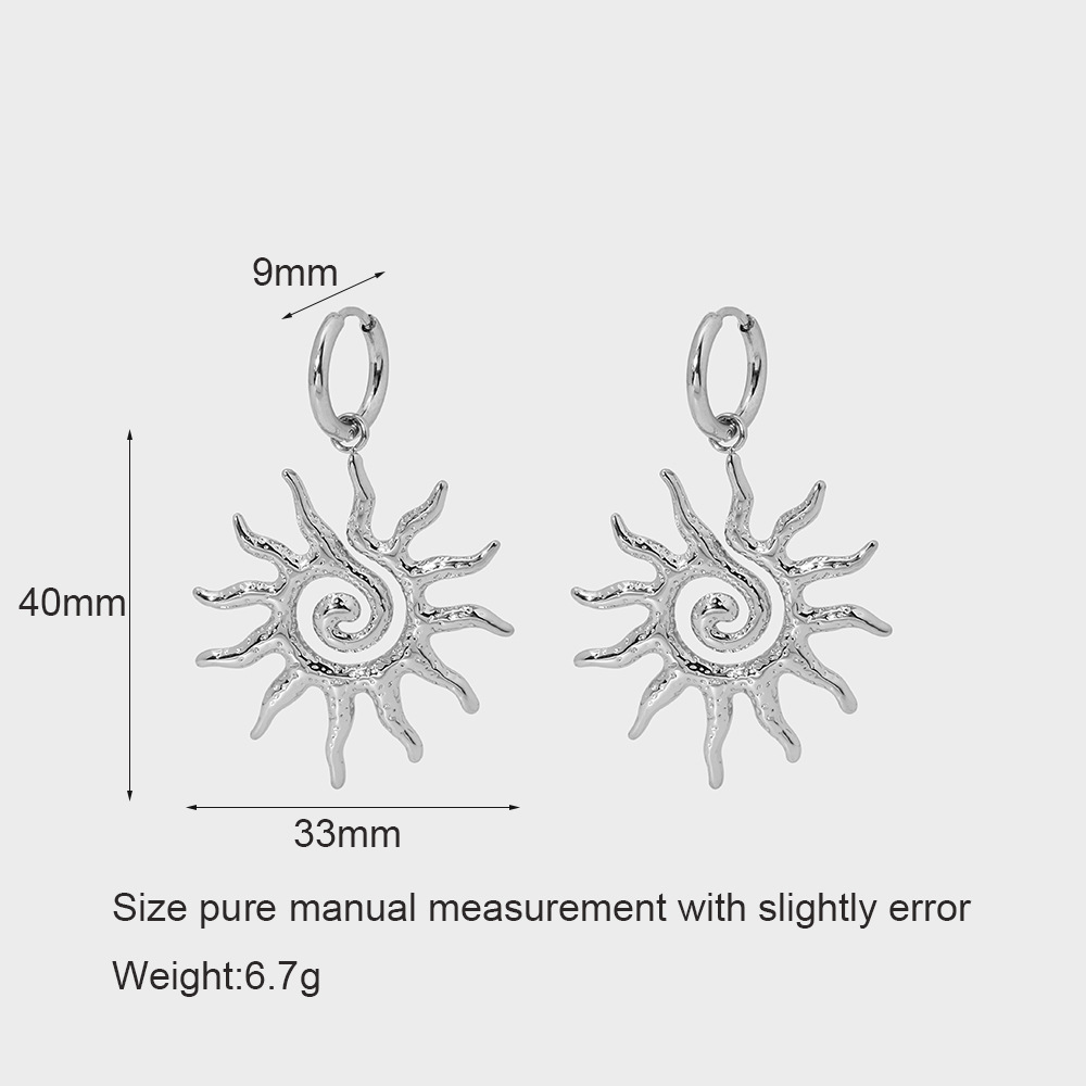 Solstice Spiral Sunburst Huggie Drop Earrings