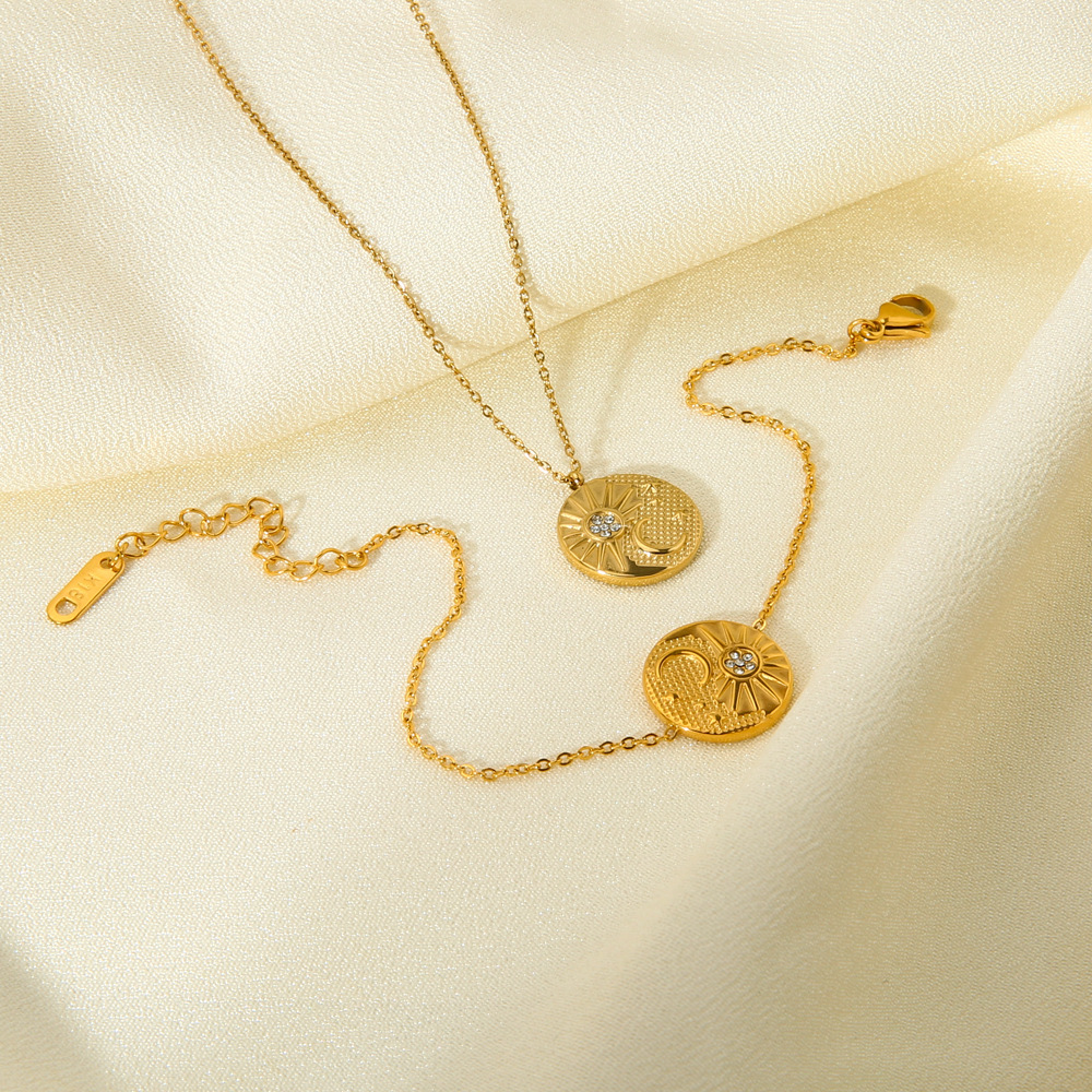 Sun & Moon Coin Necklace & Bracelet Set