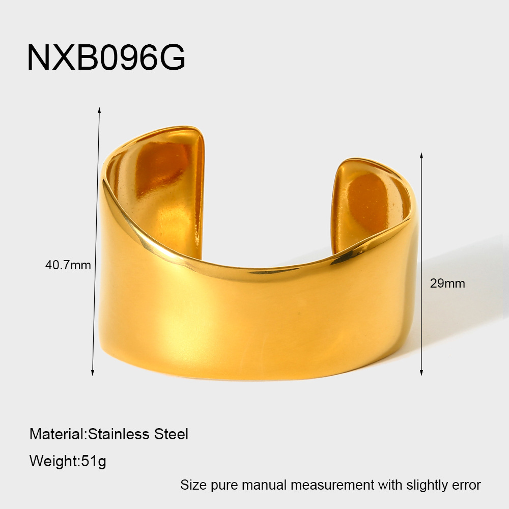 Minimalist Wide Tapered Mirror Cuff Bracelet