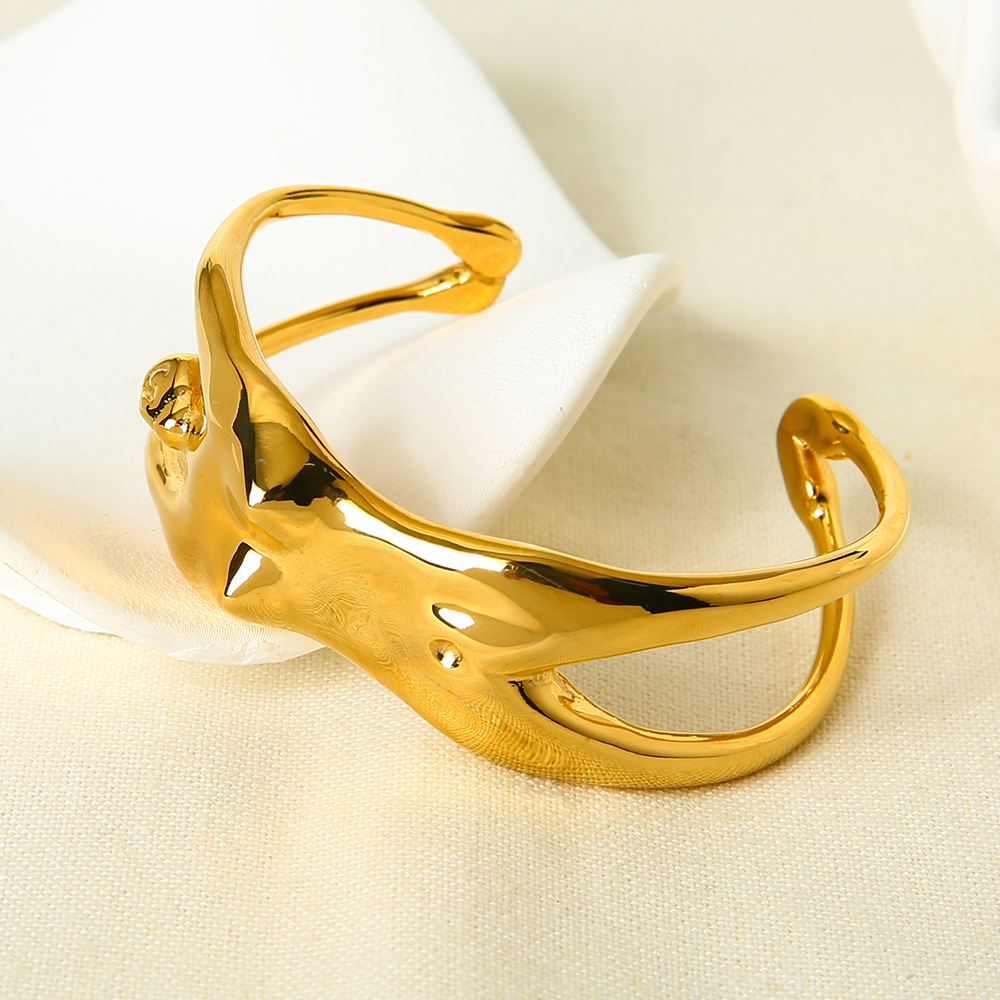 Abstract Sculptural Human Figure Open Cuff Bracelet