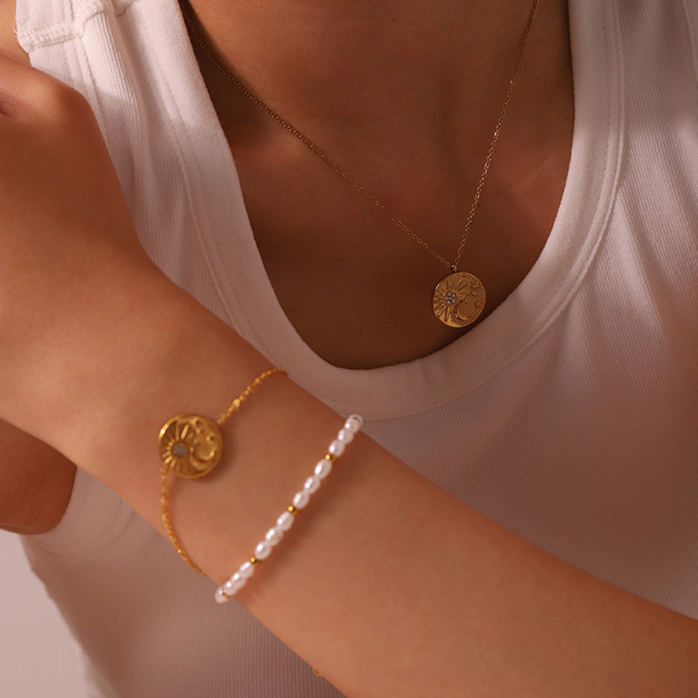Sun & Moon Coin Necklace & Bracelet Set
