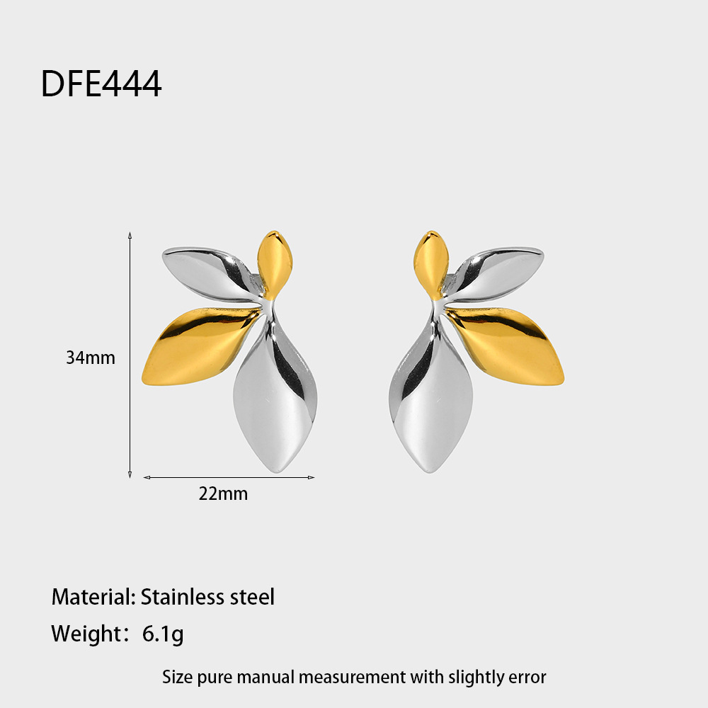 Two-Tone Four Leaf Nature Stud Earrings