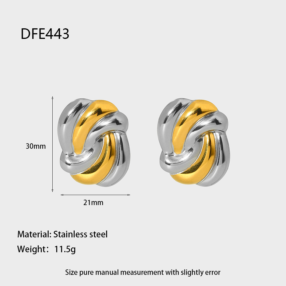 Two-Tone Twisted Knot Chunky Stud Earrings