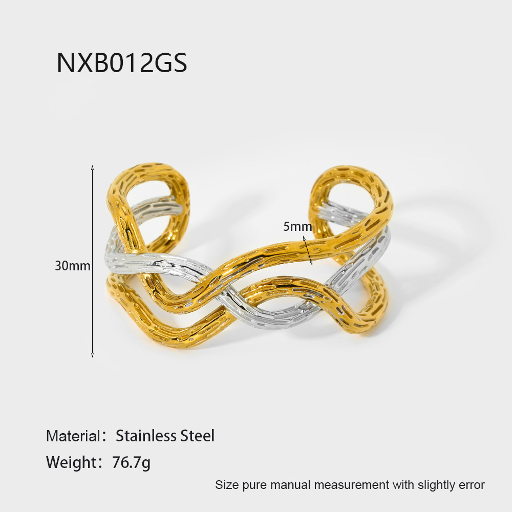 Two-Tone Intertwined Textured Cuff Bracelet