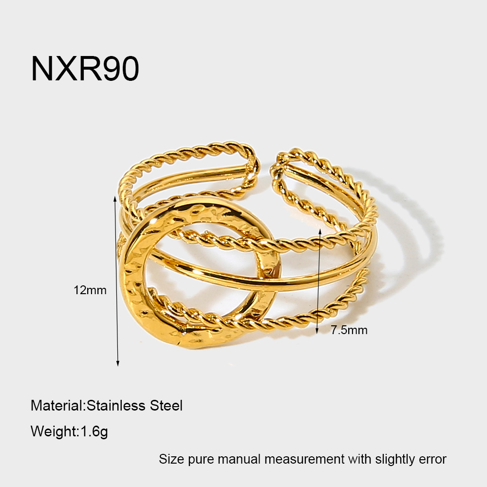Hammered Halo Twist Open Ring