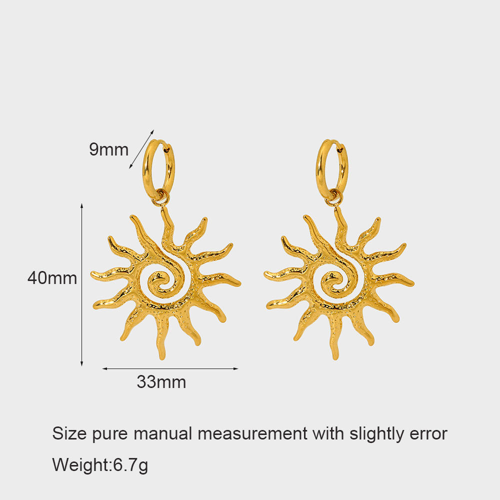 Solstice Spiral Sunburst Huggie Drop Earrings