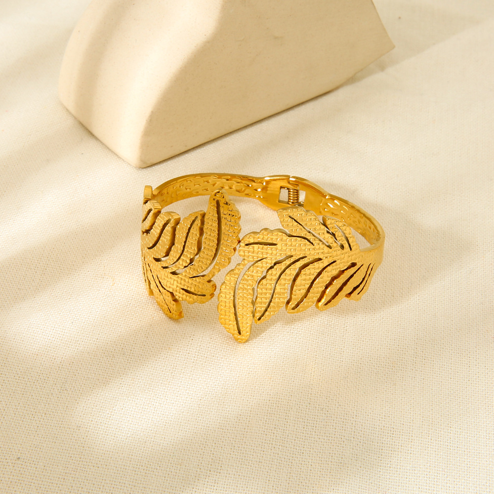 Double Leaf Spring Hinged Cuff Bracelet