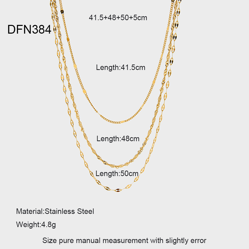Mixed-Texture Triple-Layer Dainty Necklace