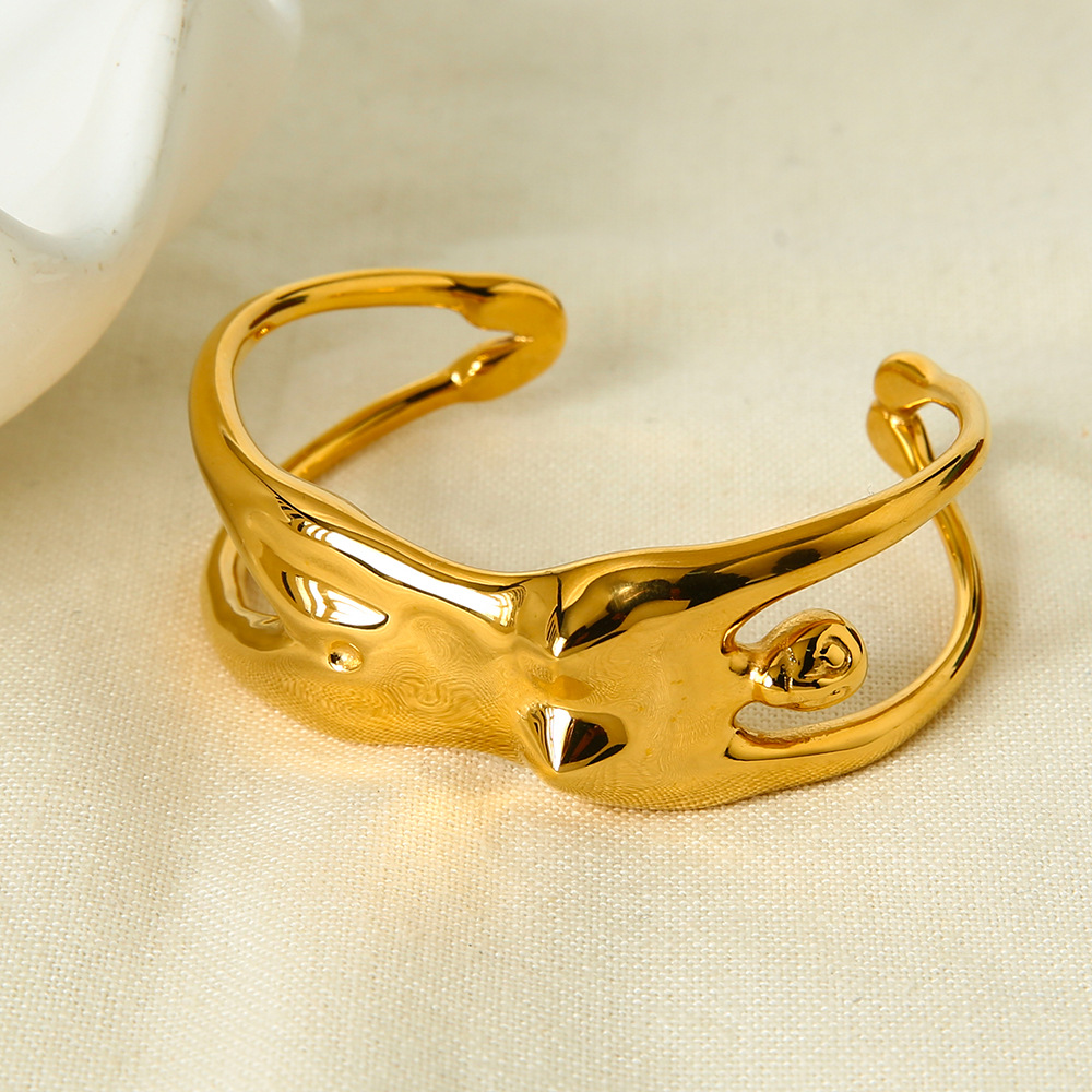 Abstract Sculptural Human Figure Open Cuff Bracelet