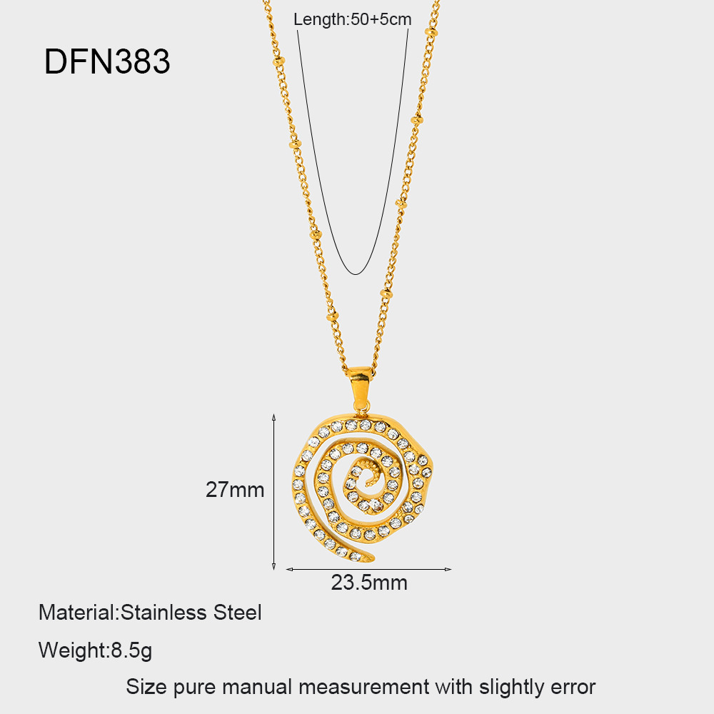 Pavé Spiral Swirl Necklace with Beaded Cable Chain