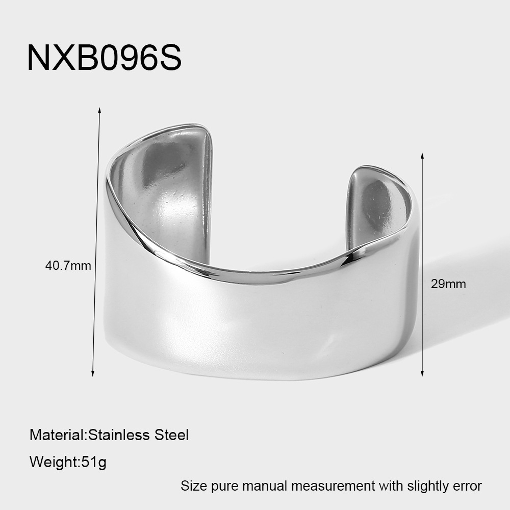 Minimalist Wide Tapered Mirror Cuff Bracelet