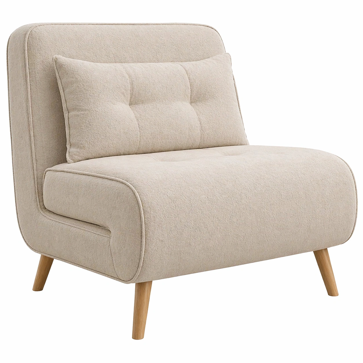 Modulares Schlafsofa Sessel mit Klappfunktion und verstellbarer Rueckenlehne 77 x 88 x 83 cm Beige-dunvira