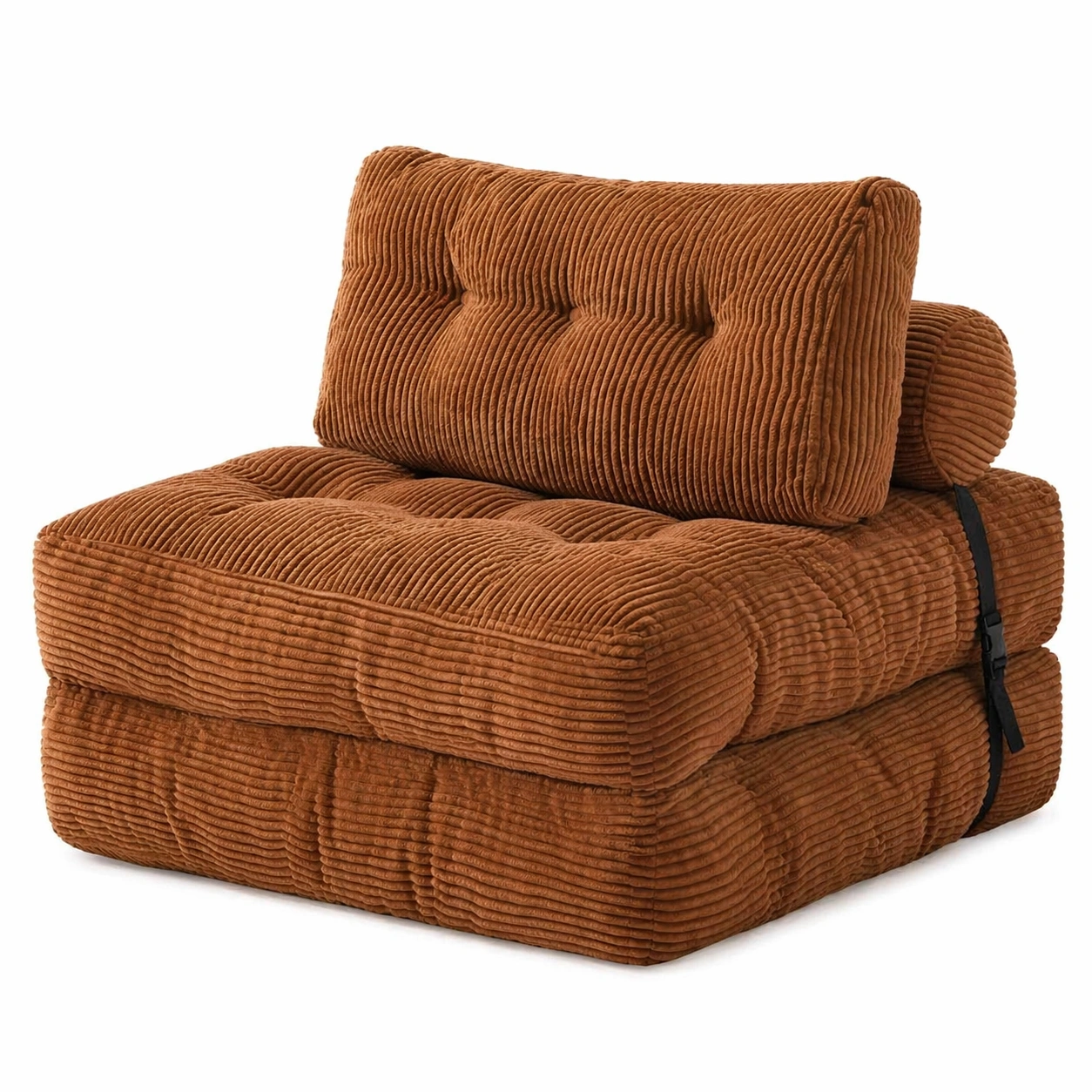 Faltbares Schlafsofa mit Rueckenlehne und Kissen Cordstoff Braun Komfortabel Multifunktional-dunvira