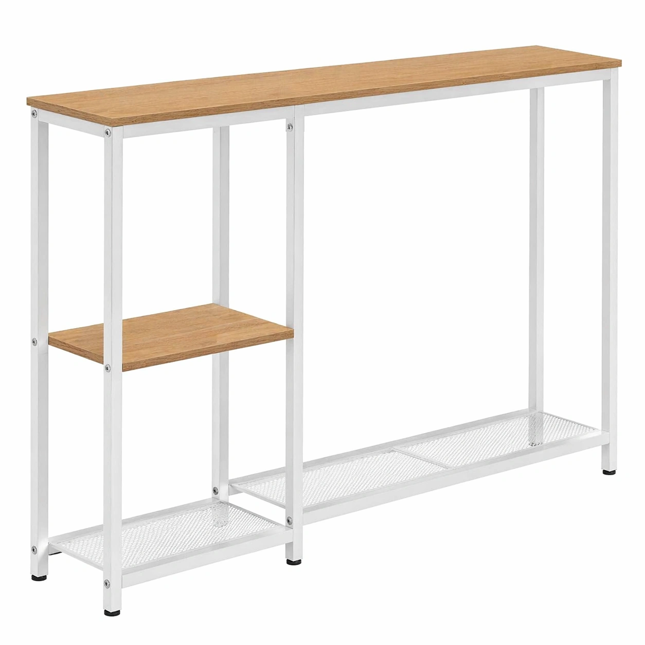 Schmale Konsole Tisch mit Ablage Regal Industrial Design 100 x 20 x 80 cm Weiss Holzoptik-dunvira