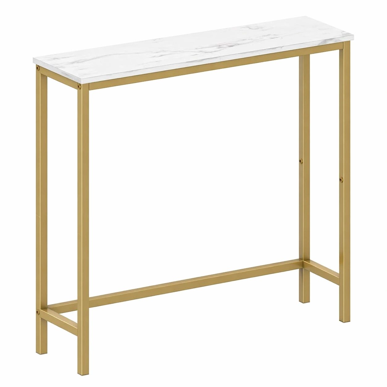 Schmale Konsolentisch fuer Flur Wohnzimmer mit Metallgestell und Holzoptik Platte - Braun-dunvira