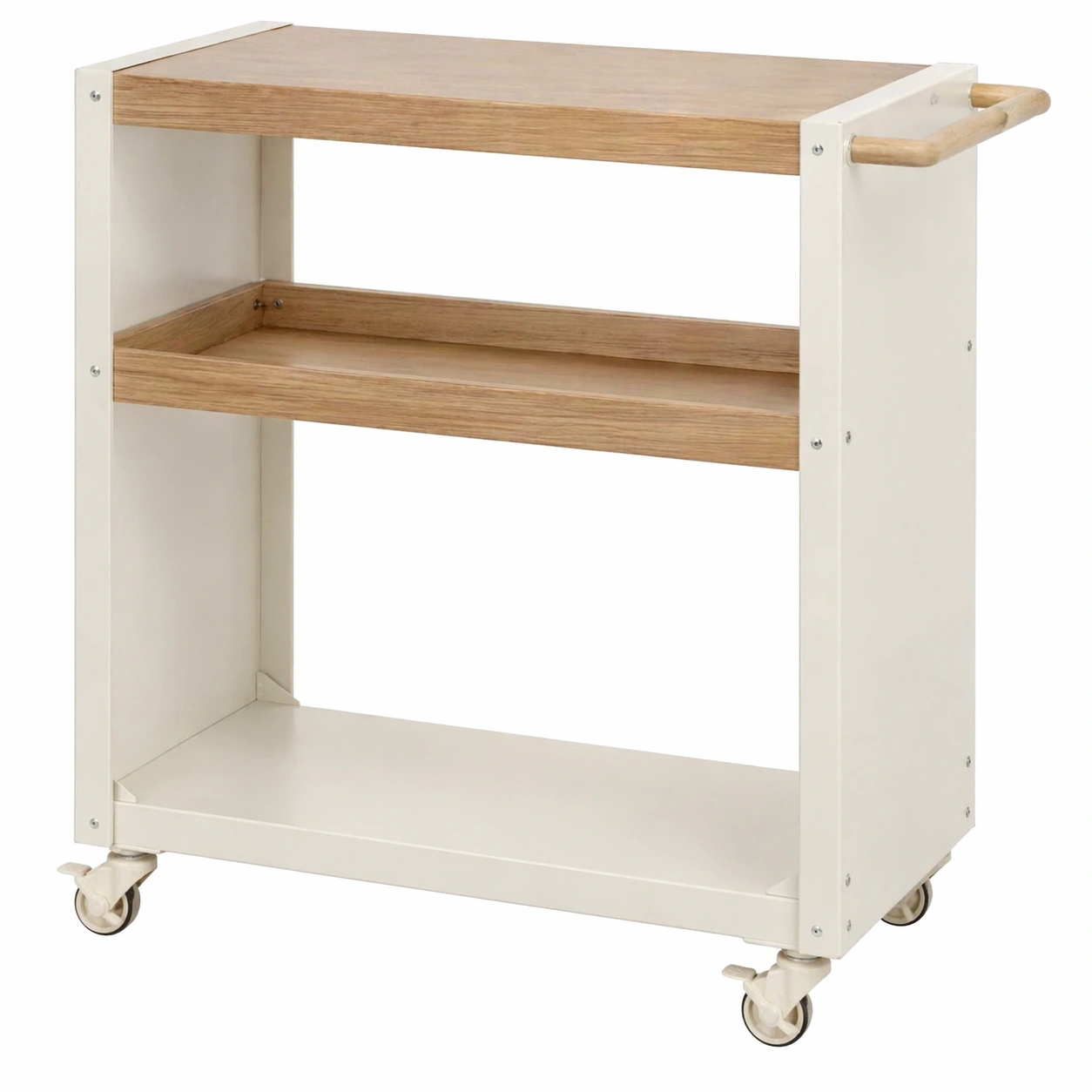 Mobiler Grillwagen Servierwagen mit Rollen 3 Ebenen Arbeitsflaeche Holzoptik Stabil Outdoor-dunvira