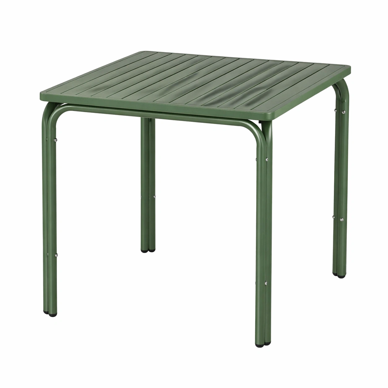 Quadratischer Gartentisch Metall Modern Stapelbar Indoor Outdoor 70x70 cm Gruen-dunvira