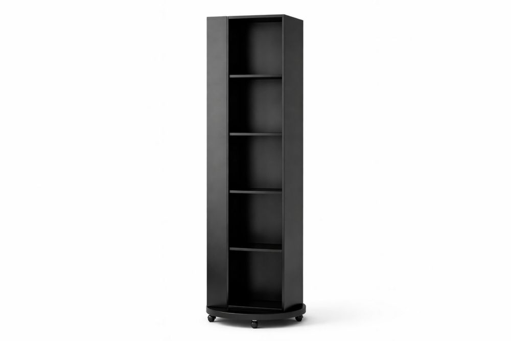 Black MDF Rotating Bookshelf with Four Shelves-Vithearth