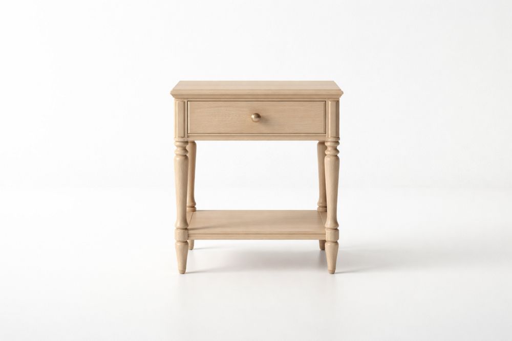 Oak Nightstand with Single Drawer and Shelf-Vithearth