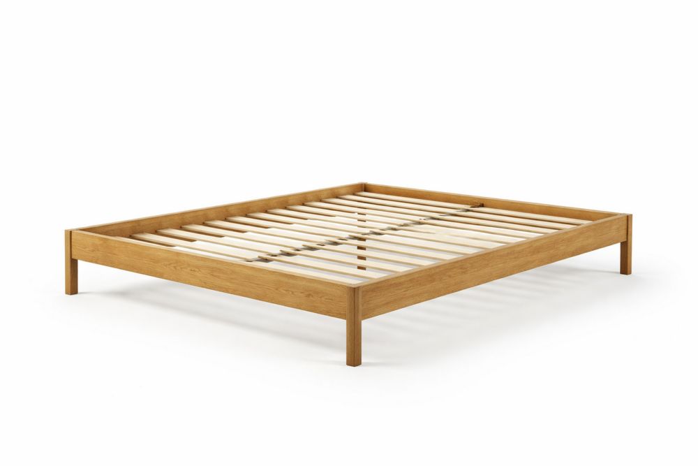 Solid Wood Low Profile Platform Bed Frame Oak Queen Size-Vithearth