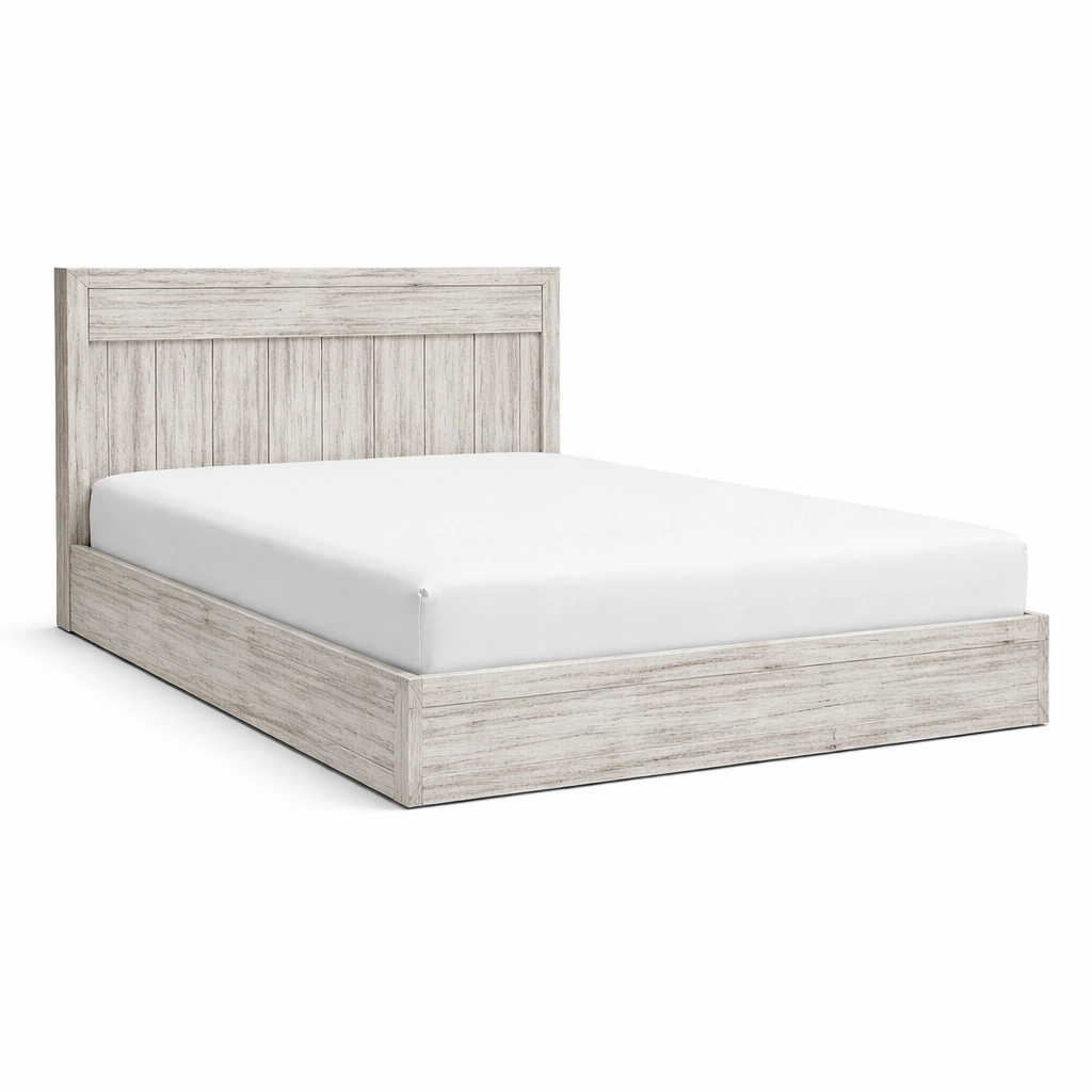 Estructura de cama doble de madera de pino blanca 200x150x100 cm-NESTSIRA