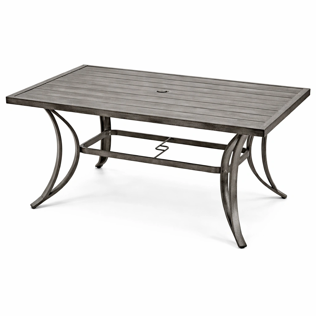 Mesa de comedor exterior rectangular de metal gris-NESTSIRA