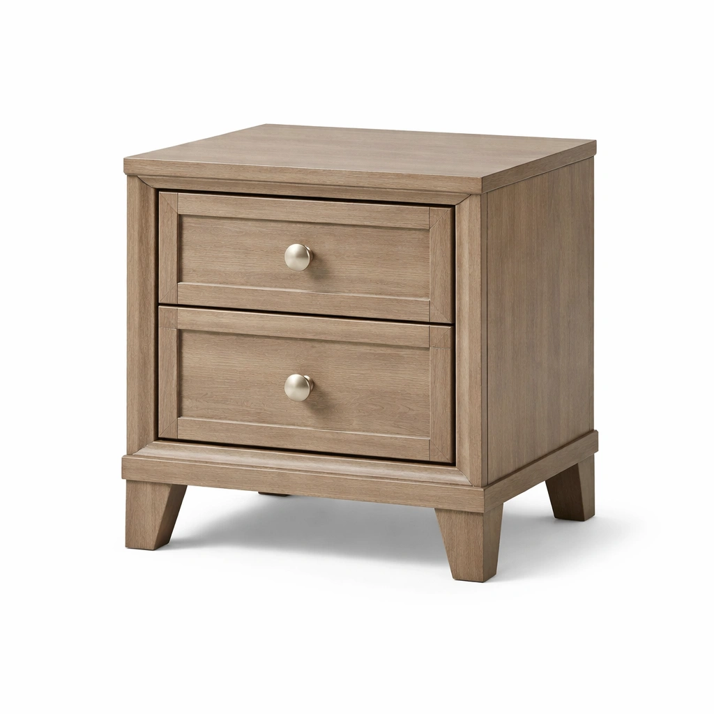 Mesita de noche de madera de roble con 2 cajones-NESTSIRA