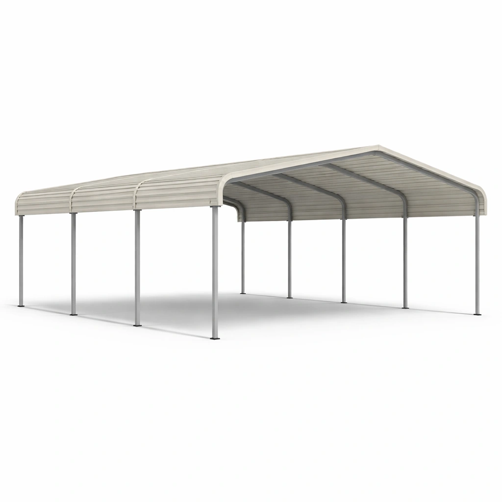 Cochera de acero galvanizado y aluminio blanco 600x300x280 cm-ROOMNIRA