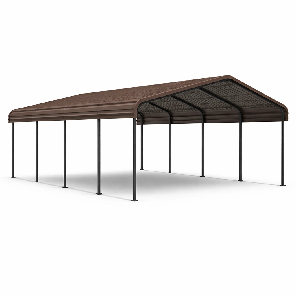 Cochera de metal para vehículos marrón 600x300x250 cm-ROOMNIRA