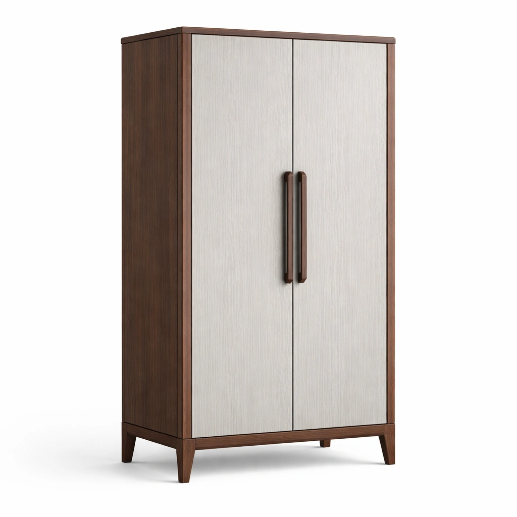 Armario de madera marrón y beige con puertas-ROOMNIRA