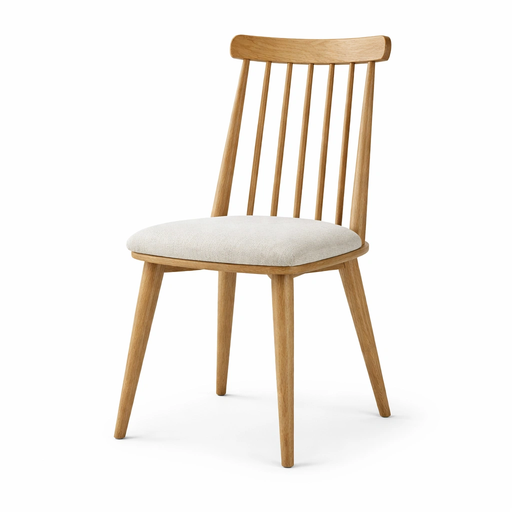 Sillas de comedor de madera con asiento de tela beige-ROOMLIVOZ