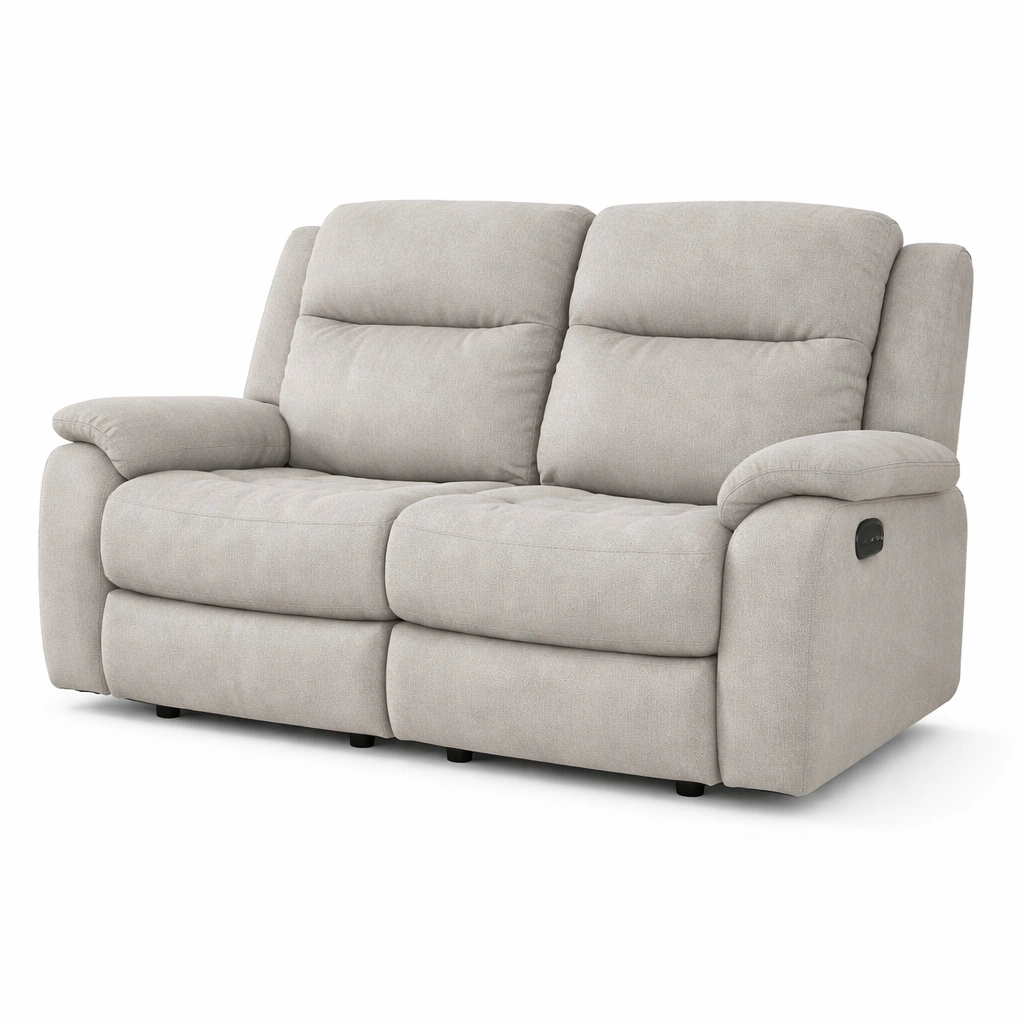 Sofá reclinable 2 plazas de tela poliéster gris claro-ROOMLIVOZ