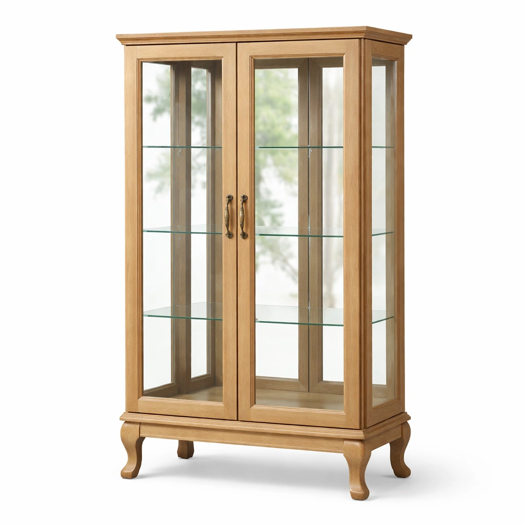 Vitrina de madera de roble y vidrio templado-ROOMLIVOZ