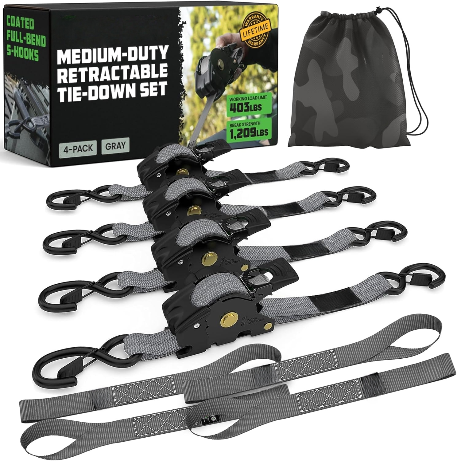 Auto-Retractable Ratchet Straps (4-Pack) - 1" x 10FT Heavy Duty Tie Downs 🚛⛓️