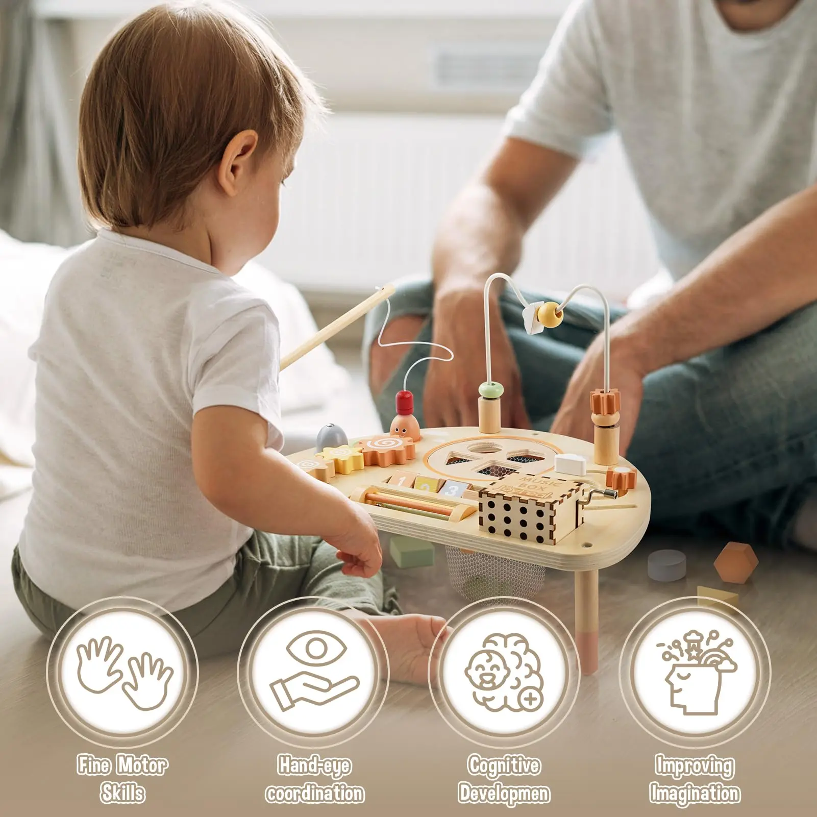 8-in-1 Wooden Montessori Activity Table for Toddlers