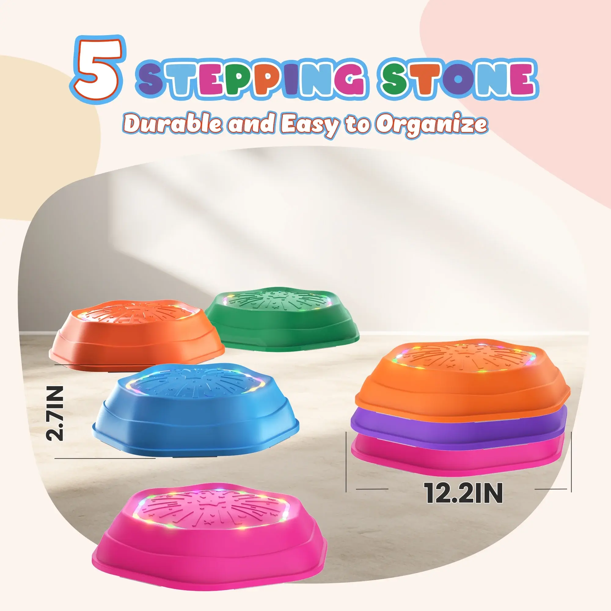 Light-Up Music Stepping Stones for Kids - 5-Piece Non-Slip Balance & Coordination Set 🌈🎶