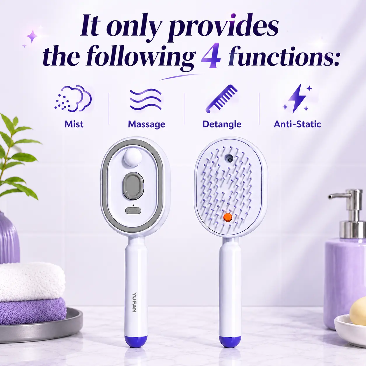3-in-1 Electric Mist Massage Brush - Self-Cleaning & Anti-Static 💆‍♀️✨