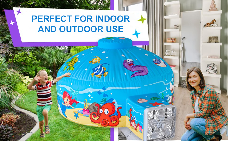 Easy to inflate kids fort with box fan