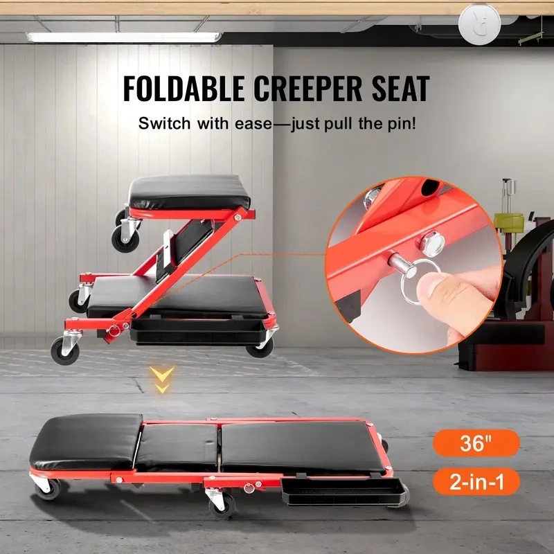 VEVOR Mechanic Creeper, Garage Gift, 36" Z Creeper Seat, 2 in 1 Mechanic Gifts, 300 lbs Capacity, Low Profile Creeper with 6 pcs Wheels in Garage/Shop for Fathers Day Tool Gift