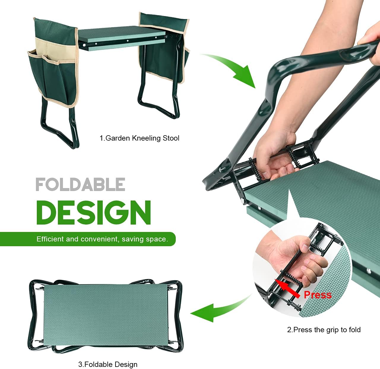 2-in-1 Foldable Garden Kneeler & Seat | Ergonomic Gardening Bench 🌿🌻