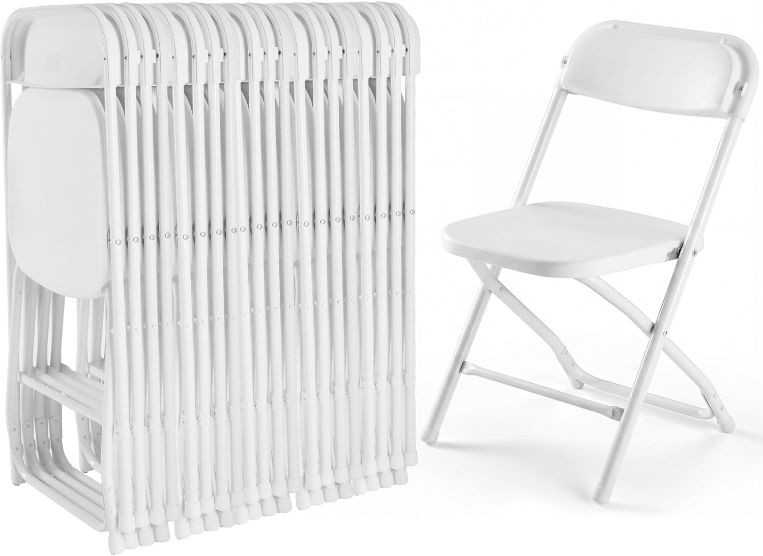 DUMOS Folding Chairs Sets of 8, 330lbs Plastic Stackable Portable Patio Dining Sets, Fold Up for Indoor Outdoor, Camping, Garden, Party, Meeting (White)