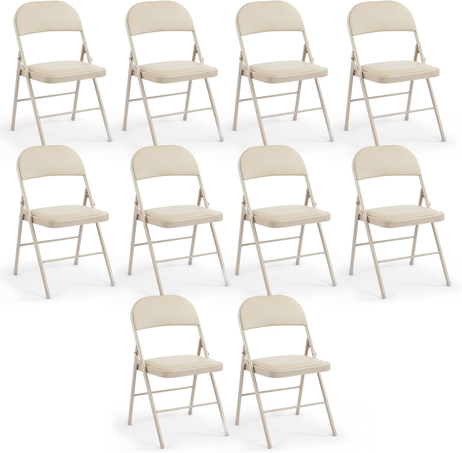 DUMOS Folding Chairs Sets of 8, 330lbs Plastic Stackable Portable Patio Dining Sets, Fold Up for Indoor Outdoor, Camping, Garden, Party, Meeting (White)