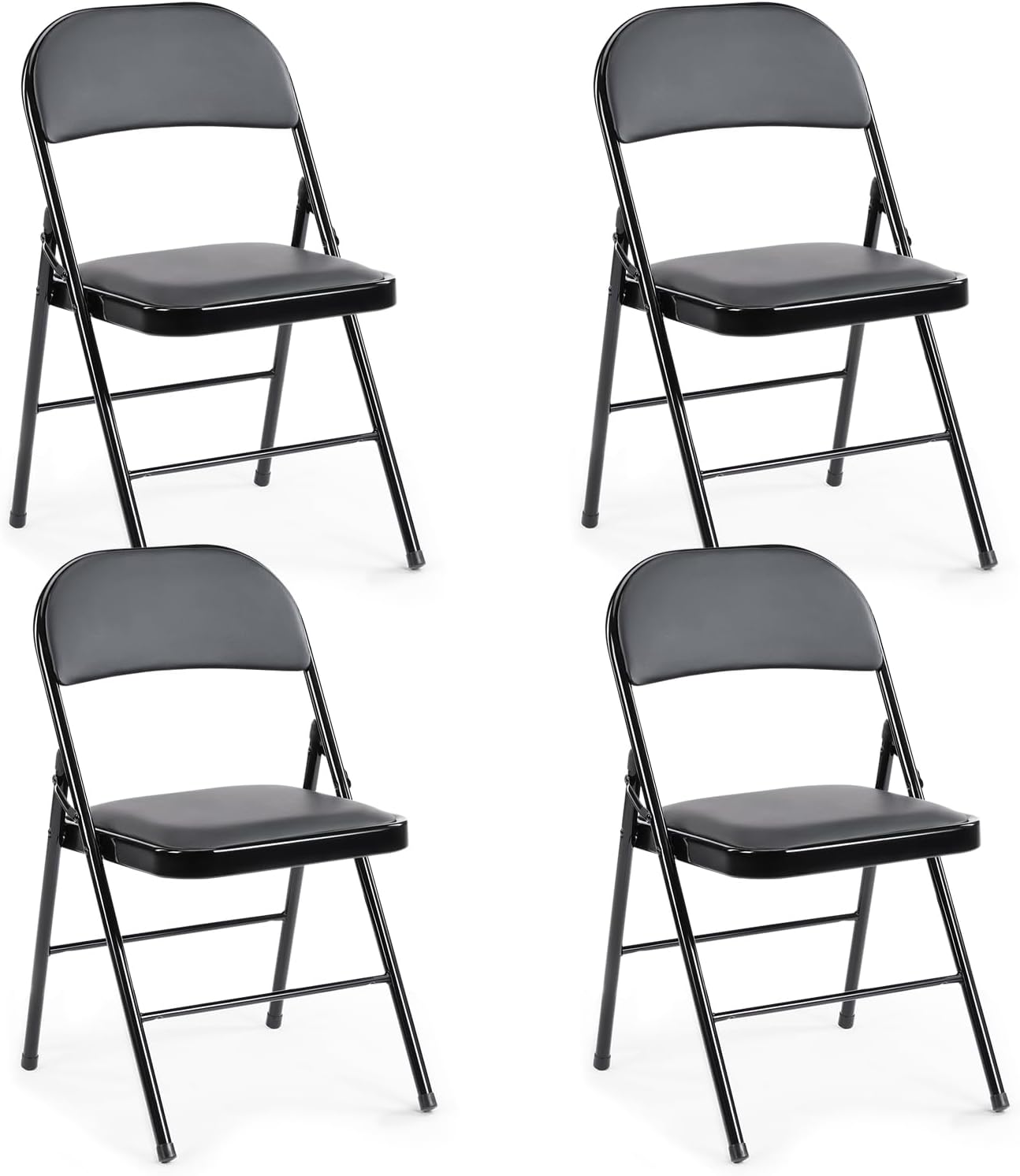 DUMOS Folding Chairs Sets of 8, 330lbs Plastic Stackable Portable Patio Dining Sets, Fold Up for Indoor Outdoor, Camping, Garden, Party, Meeting (White)