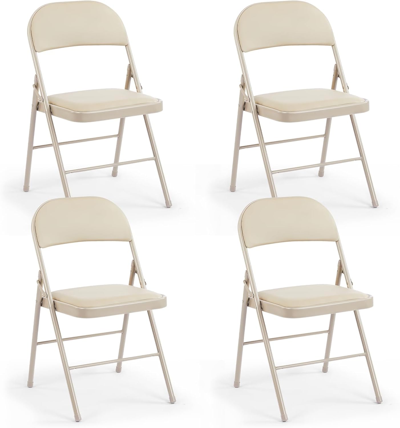 DUMOS Folding Chairs Sets of 8, 330lbs Plastic Stackable Portable Patio Dining Sets, Fold Up for Indoor Outdoor, Camping, Garden, Party, Meeting (White)