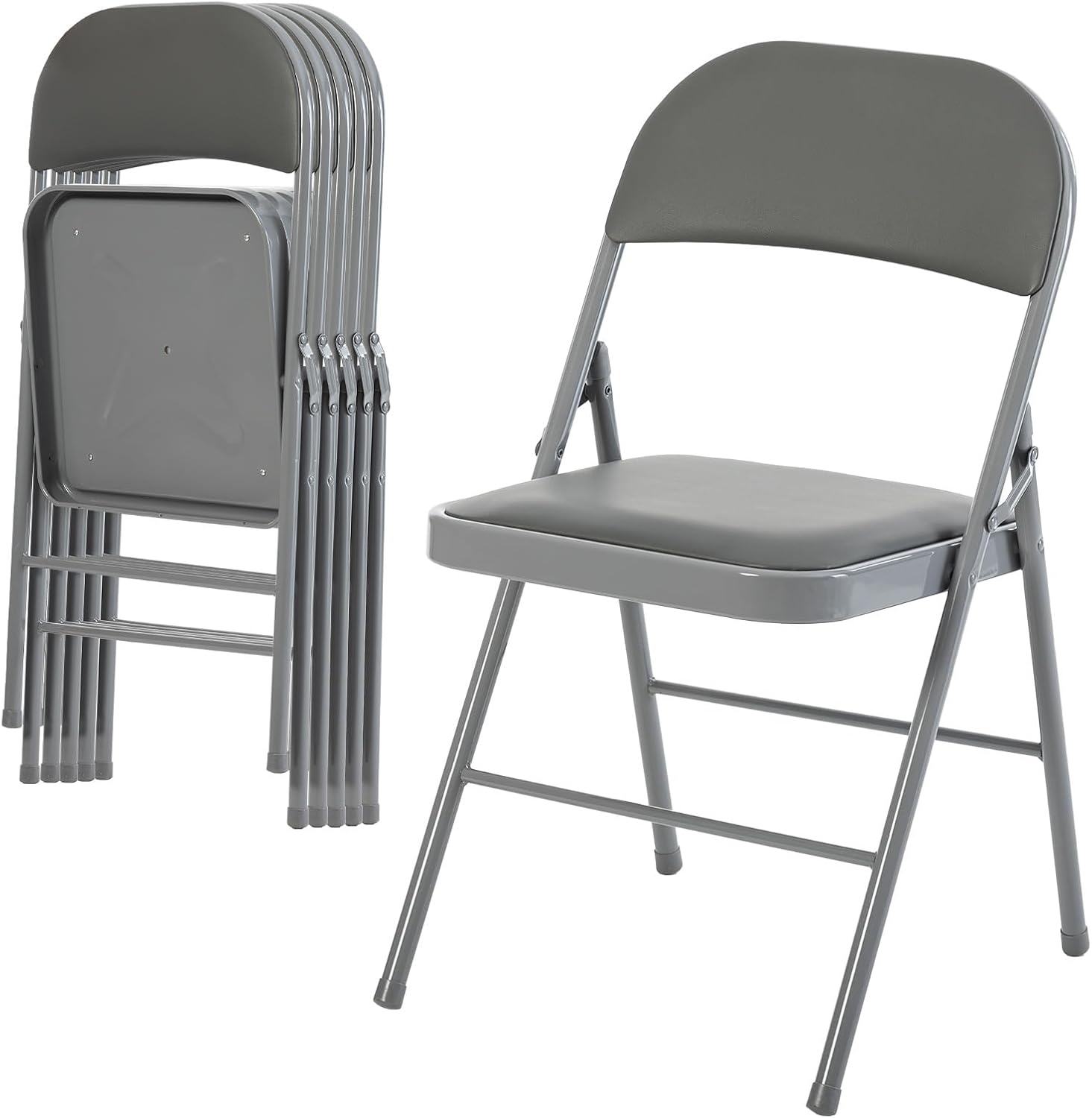 DUMOS Folding Chairs Sets of 8, 330lbs Plastic Stackable Portable Patio Dining Sets, Fold Up for Indoor Outdoor, Camping, Garden, Party, Meeting (White)