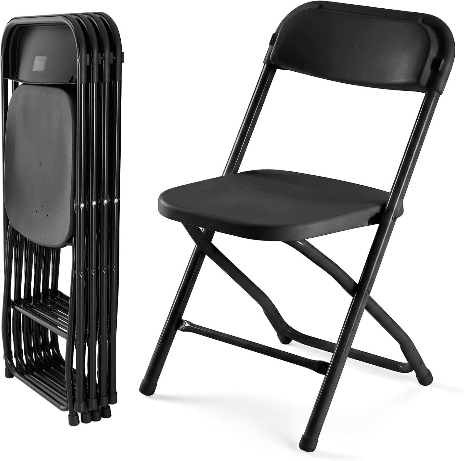 DUMOS Folding Chairs Sets of 8, 330lbs Plastic Stackable Portable Patio Dining Sets, Fold Up for Indoor Outdoor, Camping, Garden, Party, Meeting (White)