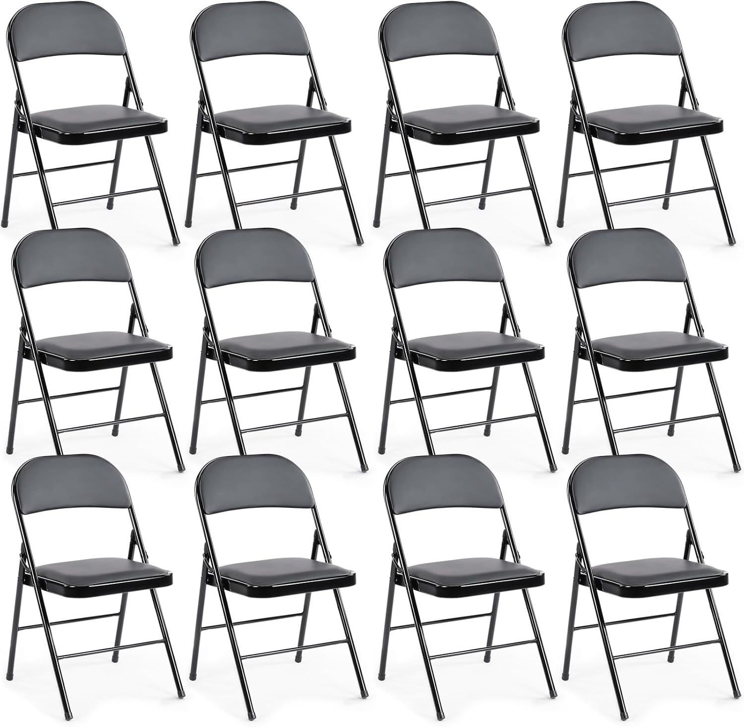 DUMOS Folding Chairs Sets of 8, 330lbs Plastic Stackable Portable Patio Dining Sets, Fold Up for Indoor Outdoor, Camping, Garden, Party, Meeting (White)