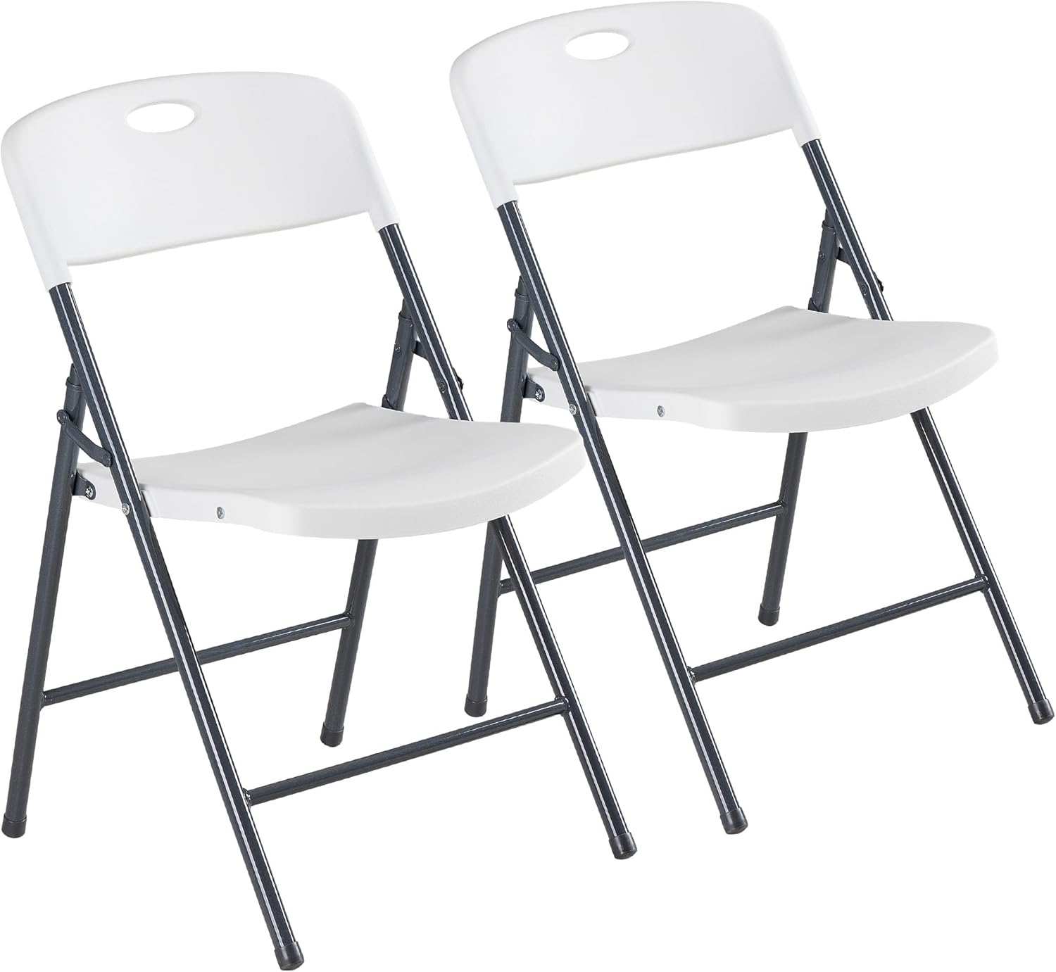 DUMOS Folding Chairs Sets of 8, 330lbs Plastic Stackable Portable Patio Dining Sets, Fold Up for Indoor Outdoor, Camping, Garden, Party, Meeting (White)