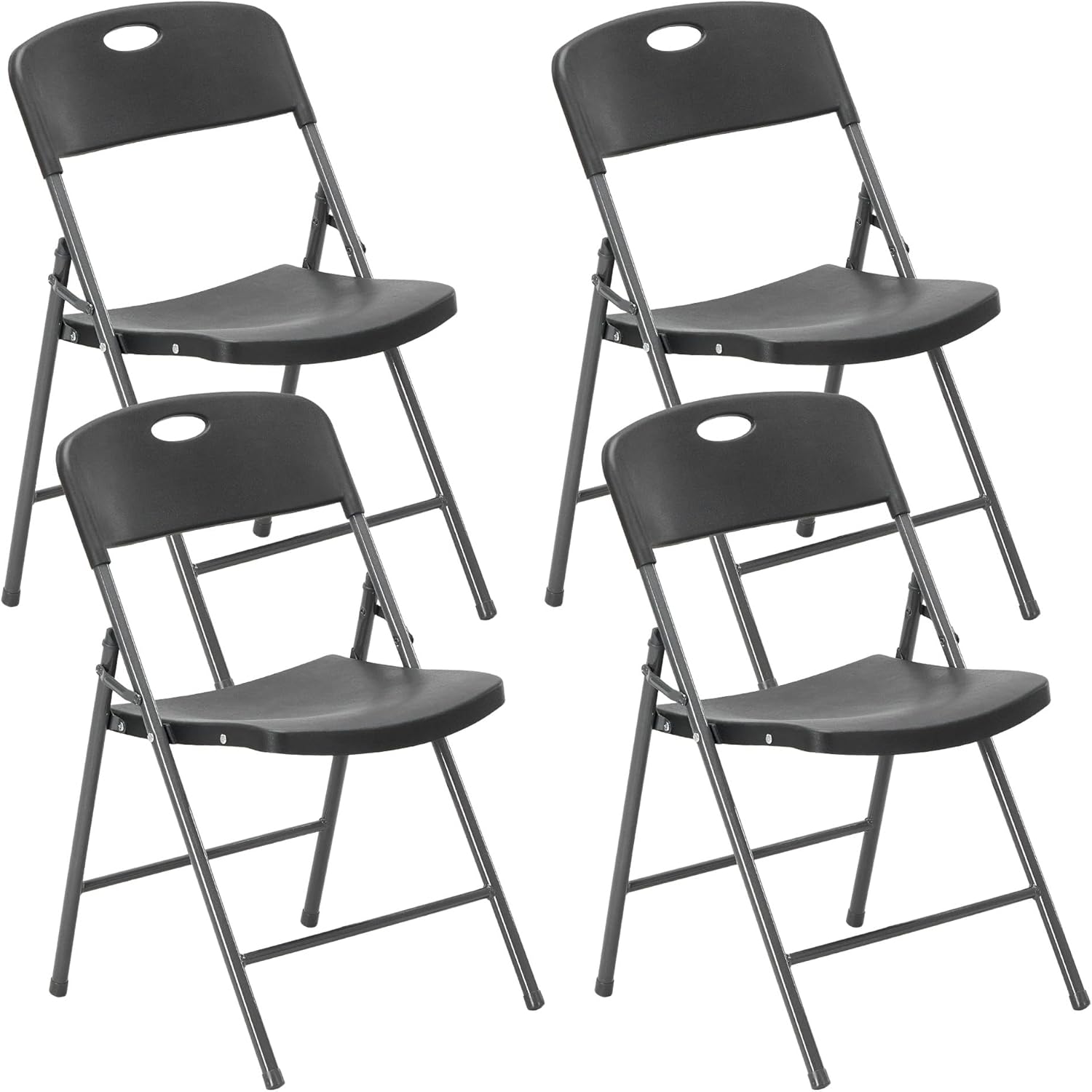 DUMOS Folding Chairs Sets of 8, 330lbs Plastic Stackable Portable Patio Dining Sets, Fold Up for Indoor Outdoor, Camping, Garden, Party, Meeting (White)